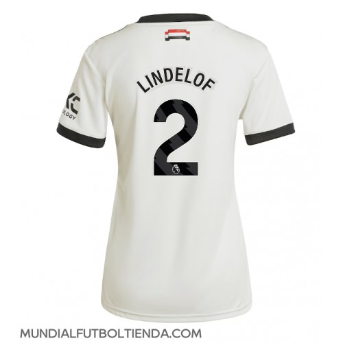 Camiseta Manchester United Victor Lindelof #2 Tercera Equipación Replica 2024-25 para mujer mangas cortas